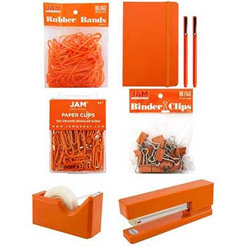 JAM Paper Complete Desk Kit, Orange, 7/PK