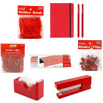 JAM Paper Complete Desk Kit, Red, 8/PK