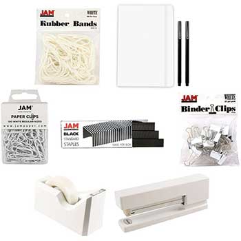 JAM Paper Complete Desk Kit, White, 8/PK
