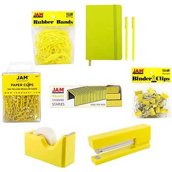 JAM Paper Complete Desk Kit, Yellow, 8/PK