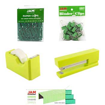 JAM Paper Office Starter Kit, Green, 5/PK