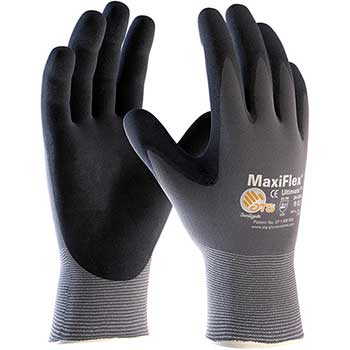 PIP MaxiFlex Ultimate Gloves, Large, Nylon/Lyrca, Black Nitrile, 12/PK