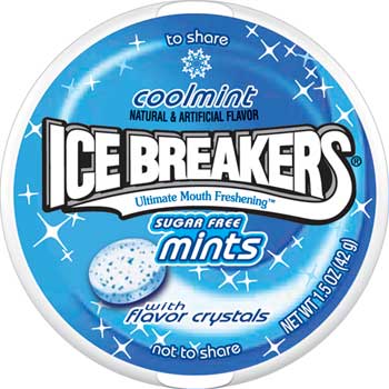 Ice Breakers Sugar Free Mints, Cool Mint, 1.5 oz., 8/BX