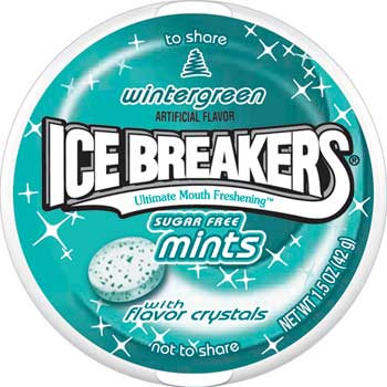 Ice Breakers Sugar Free Mints, Wintergreen, 1.5 oz., 8/BX