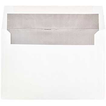 JAM Paper A9 Foil Lined Invitation Envelopes, 5 3/4&quot; x 8 3/4&quot;, White with Silver Foil, 250/CT