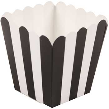 JAM Paper Popcorn Box, 3&quot; x 3&quot;, Black Striped, 10/PK