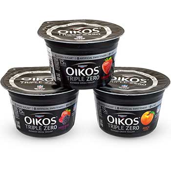 Dannon Oikos Triple Zero Blended Greek Nonfat Yogurt Variety Pack, 5.3 oz., 18/CS