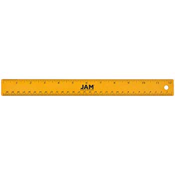JAM Paper Stainless Steel Ruler with Non-Skid Backing, 12&quot;, Gold