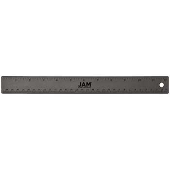 JAM Paper Stainless Steel Ruler with Non-Skid Backing, 12&quot;, Grey