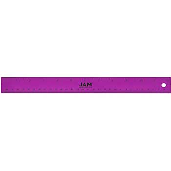 JAM Paper Stainless Steel Ruler with Non-Skid Backing, 12&quot;, Purple