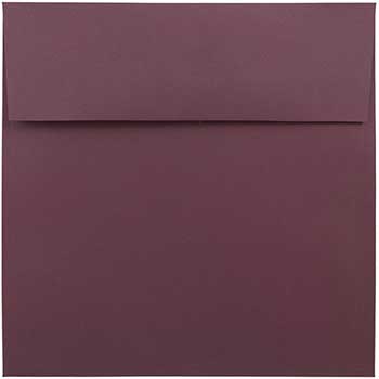 JAM Paper Square Premium Invitation Envelopes, 8 1/2&quot; x 8 1/2&quot;, Burgundy, 250/CT