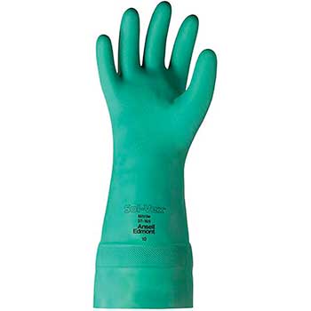 AnsellPro Solvex&#174; Chemical/Liquid/Nitrile Gloves, 15 mil, Cotton Lined,Green, Size 9, 12 PR/PK