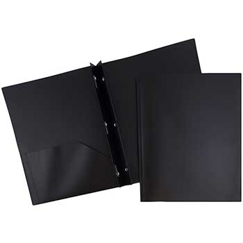 JAM Paper Plastic 2 Pocket School POP Presentation Folders, Black, 6/PK