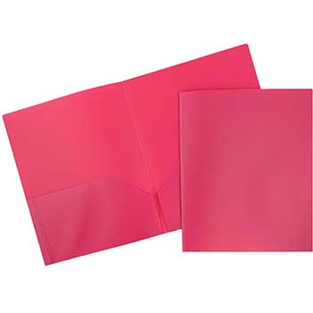 JAM Paper Plastic Two-Pocket School Folders, Pink, 6/PK