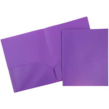 JAM Paper Plastic Two-Pocket School Folders, Purple, 96/PK