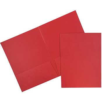 JAM Paper Premium Paper Cardstock Two-Pocket Presentation Folder, Red Linen