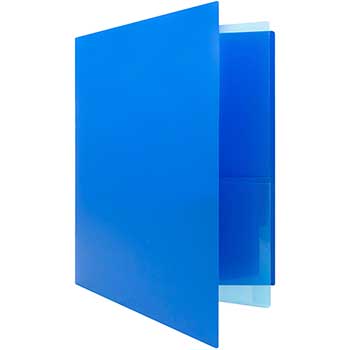 JAM Paper Heavy Duty Plastic Multi Pocket Folders, 4 Pocket Organizer, Blue, 36/PK, 2 PK/BX