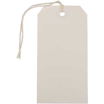 JAM Paper Gift Tag with String, 2 3/4&quot; x 1 3/8&quot;, White, 100/BX