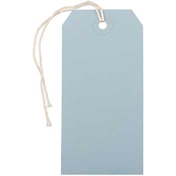JAM Paper Gift Tags with String, 4 3/4&quot; x 2 3/8&quot;, Baby Blue, 100/BX