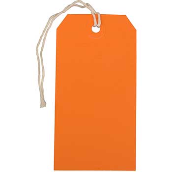 JAM Paper Gift Tags with String, 4 3/4&quot; x 2 3/8&quot;, Orange, 100/BX