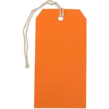 JAM Paper Gift Tags with String, 4 3/4&quot; x 2 3/8&quot;, Orange, 10/PK