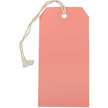 JAM Paper Gift Tags with String, 4 3/4&quot; x 2 3/8&quot;, Pink, 100/BX