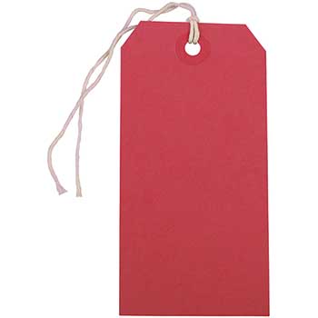 JAM Paper Gift Tags with String, 4 3/4&quot; x 2 3/8&quot;, Red, 100/BX