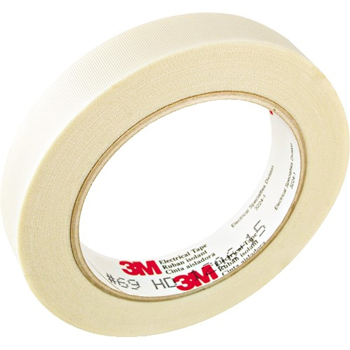 3M 69 Glass Cloth Electrical Tape, 7 Mil, 1/2&quot; x 66&#39;, White, 1/CS