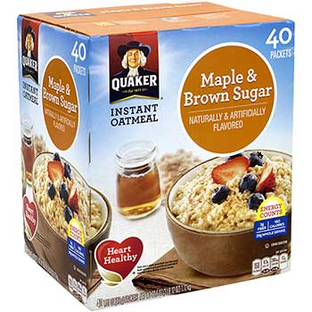 Quaker Instant Oatmeal Maple &amp; Brown Sugar Packets, 1.51 oz, 40/Case