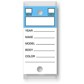 Auto Supplies Color-Top Versa-Tag, Blue, Form #202, With Rings, 250/BX