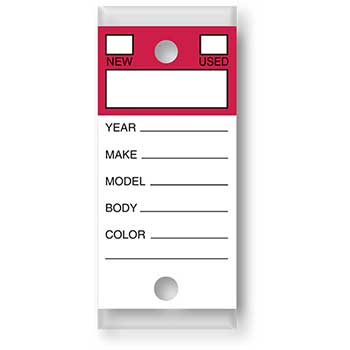 Auto Supplies Color-Top Versa-Tag, Red, Form #202, With Rings, 250/BX