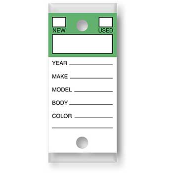 Auto Supplies Color-Top Versa-Tag, Green, Form #202, With Rings, 250/BX