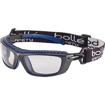 Boll&#233; Safety Baxter Safety Glasses, Black/Blue Frame, PLATINUM&#174; ASAF Clear Lens