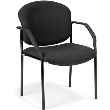 OFM Manor Series Deluxe Upholstered Stacking Guest Chair, Black