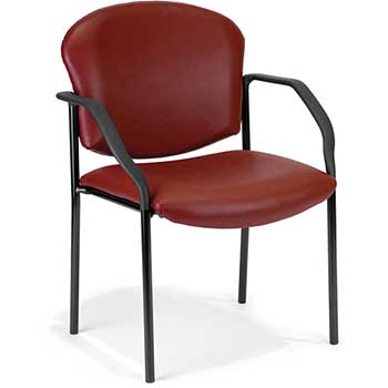 OFM Manor Series Model 404-VAM Guest and Reception Chair with Arms, Anti-Microbial/Anti-Bacterial Vinyl, Wine