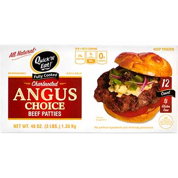 Quick&#39;N Eat! Fully Cooked Angus Choice Beef Patties, 12/CT