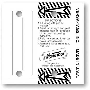 Versa-Tags Multi Use Key Tag, White, Form #204, With Rings, 250/BX