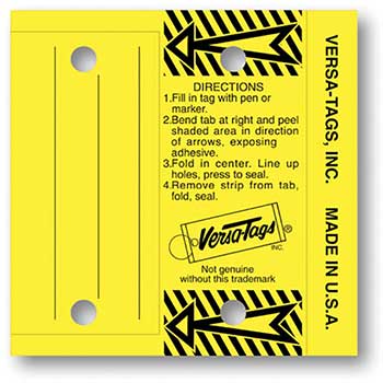 Versa-Tags Multi Use Key Tag, Yellow, Form #204, With Rings, 250/BX