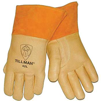 Tillman 42 Top Grain Pigskin MIG Welding Gloves, Foam Lined Thumb Strap, Large