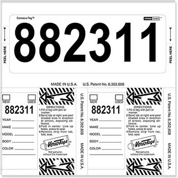 Versa-Tags Consecu-Tags, Form #226, White, With Numbering, 125/BX
