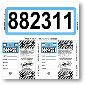 Auto Supplies Color-Top Consecu-Tags, Form #227, Blue, 125/BX