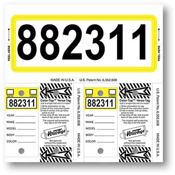 Auto Supplies Color-Top Consecu-Tags, Form #227, Yellow, 125/BX