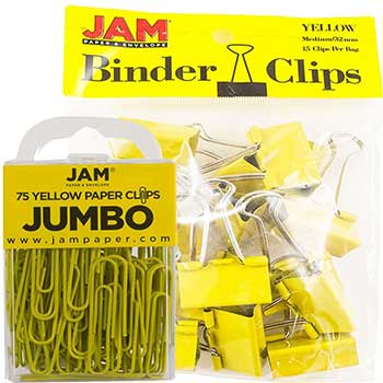JAM Paper Office Desk Supplies Bundle, Yellow, 2/PK