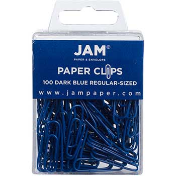 JAM Paper Paper Clips, Regular, Dark Blue, 100/PK, 3 PK/BX