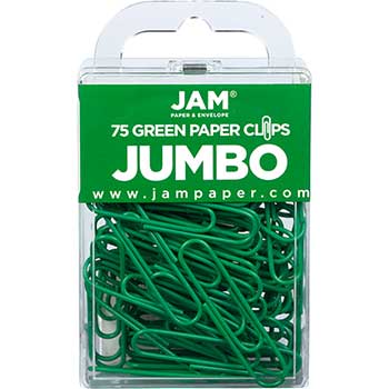 JAM Paper Colorful Jumbo Paper Clips, 2&quot;, Green, 2/PK