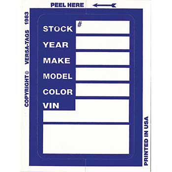 Versa-Tags Kleer-Bak Stock Sticker, Blue, Form #400, 100/BX
