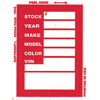 Versa-Tags™ Kleer-Bak Stock Sticker, Red, Form #400, 100/BX
