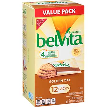 Nabisco belVita Breakfast Biscuits, Golden Oats, 1.76 oz, 12/Box, 3 Boxes/Pack