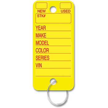 Auto Supplies Poly Tag Key Tag, Yellow, Form #250, 250/BX