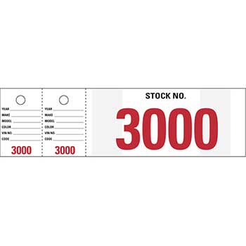Auto Supplies Vehicle Stock Number, VSN-3, 3000-3999, 1000/BX